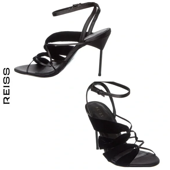 NIB REISS | SZ US 6 | Monroe Black Velvet Sandal Stiletto Pump Shoe $325 - Picture 10 of 10